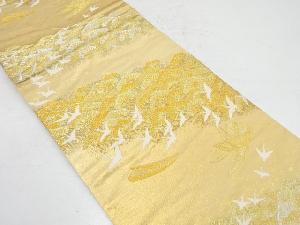 本金引き箔船に松・群鶴模様織り出し袋帯